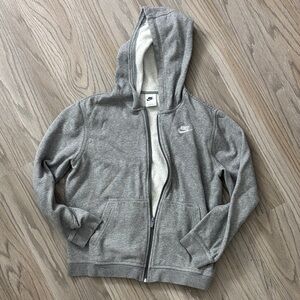 Nike Youth Full-Zip Fleece Hoodie in Heather Gray